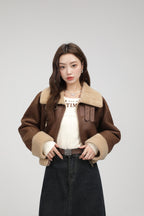 Stand Collar Fur Integrated Lamb Short Coat photo 23