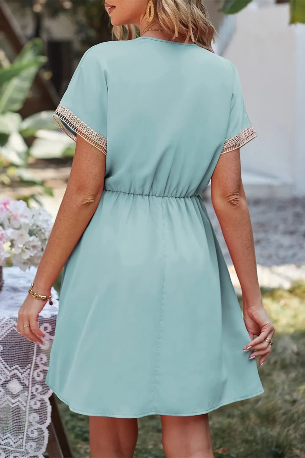 Tassel V-neck Short Sleeve Dress (9)
