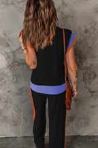 Contrast Round Neck Top Pants Set (14)