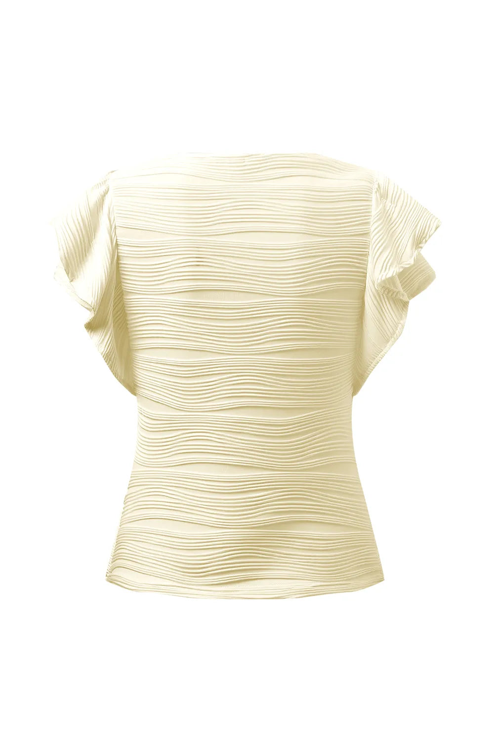 Textured Round Neck Cap Sleeve Top (33)
