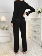 Contrast Bow Detail Top Pants Lounge Set (6)