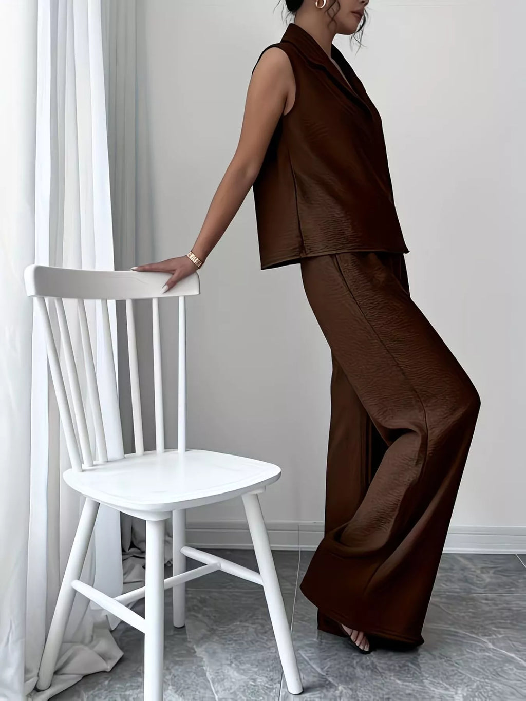 Sleeveless Top Wide Leg Pants Set (3)