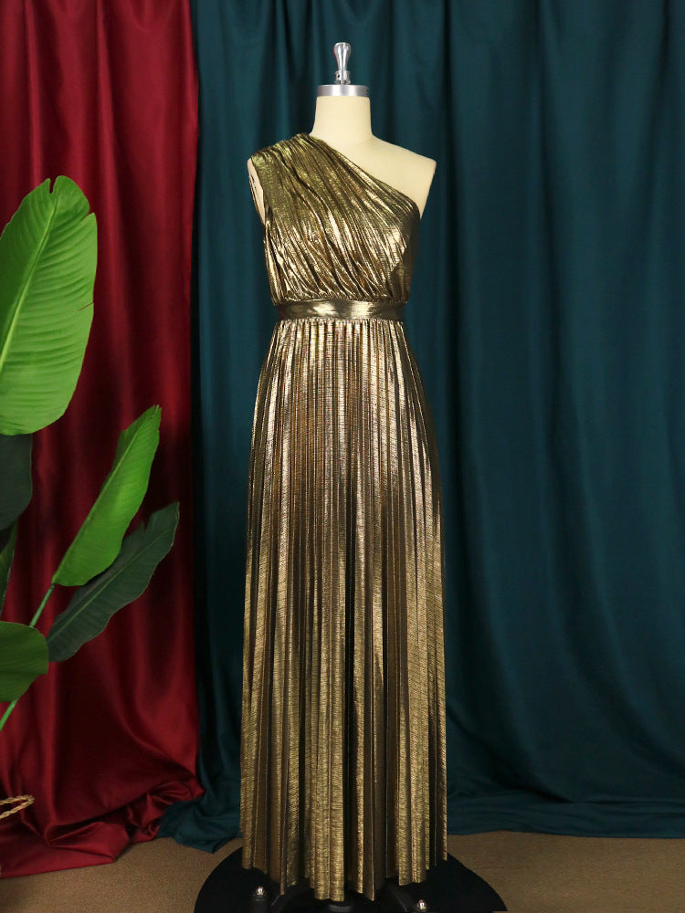 One-shoulder Backless Pleated Skirt High Waist photo 2