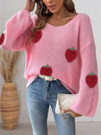 Strawberry Applique Oversized Sweater (10)