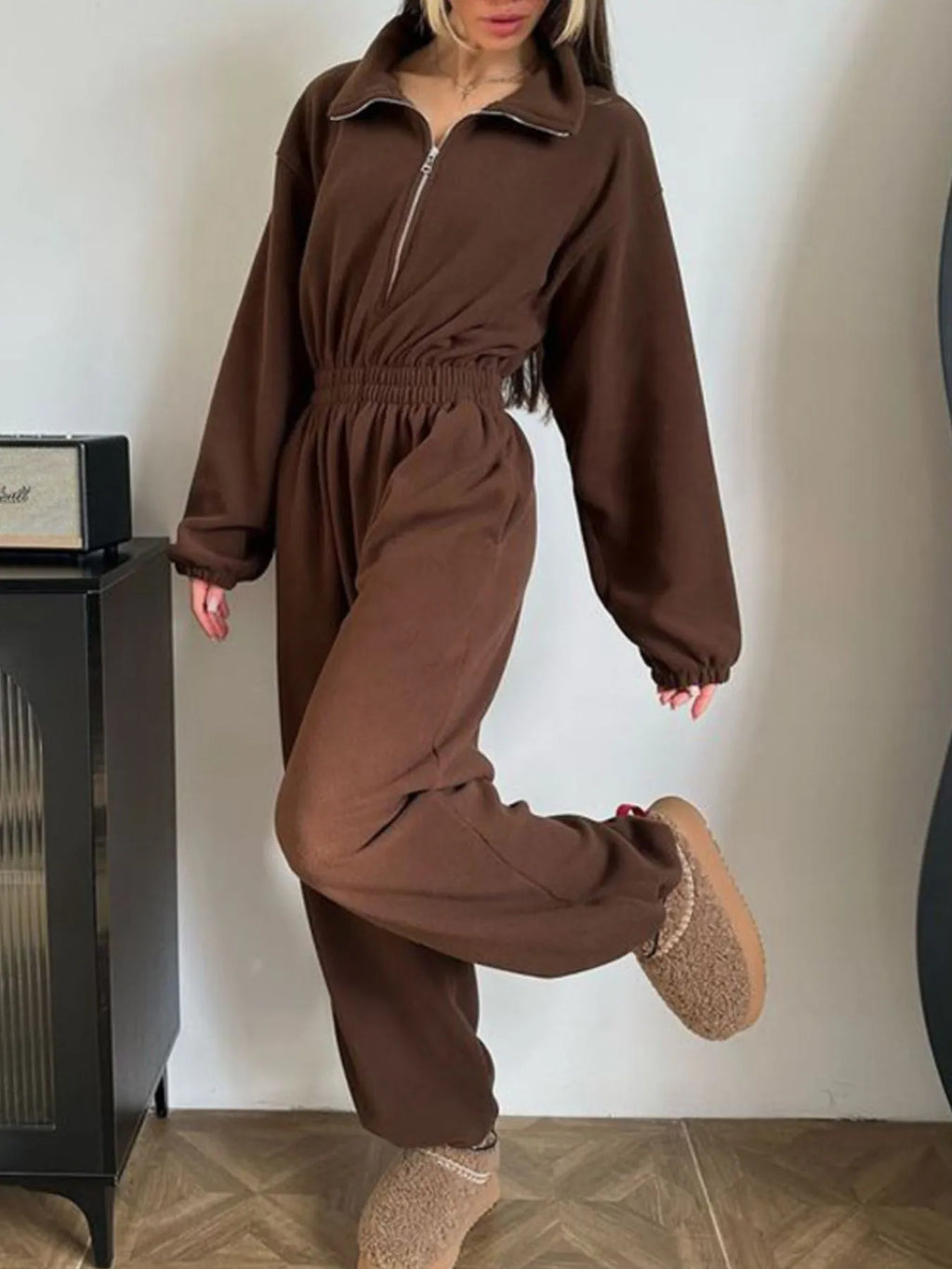 Zip Front Long Sleeve Jumpsuit (2)