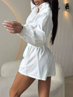 Zip-up Crop Jacket High-waisted Shorts Set (16)