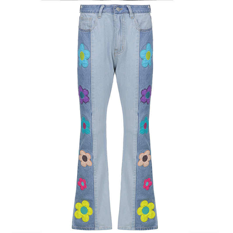 Pattern Colorblock Bootcut Jeans variant CJKT147192801AZ|CJKT147192802BY|CJKT147192803CX