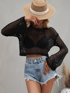 Openwork Flare Sleeve Cropped Cover Up (9)
