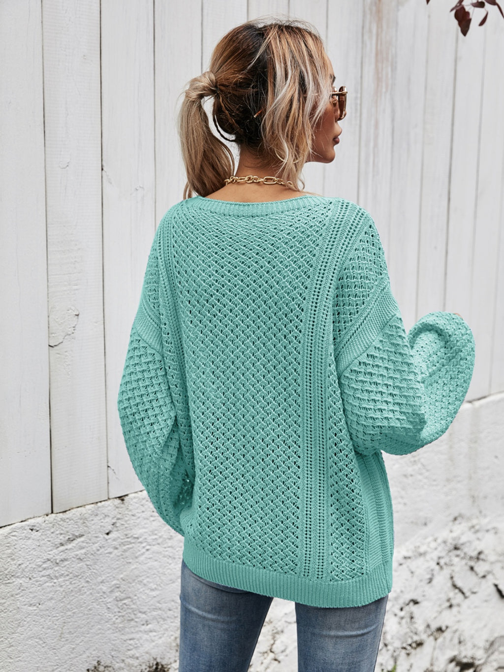 V-neck Dropped Shoulder Sweater (6)