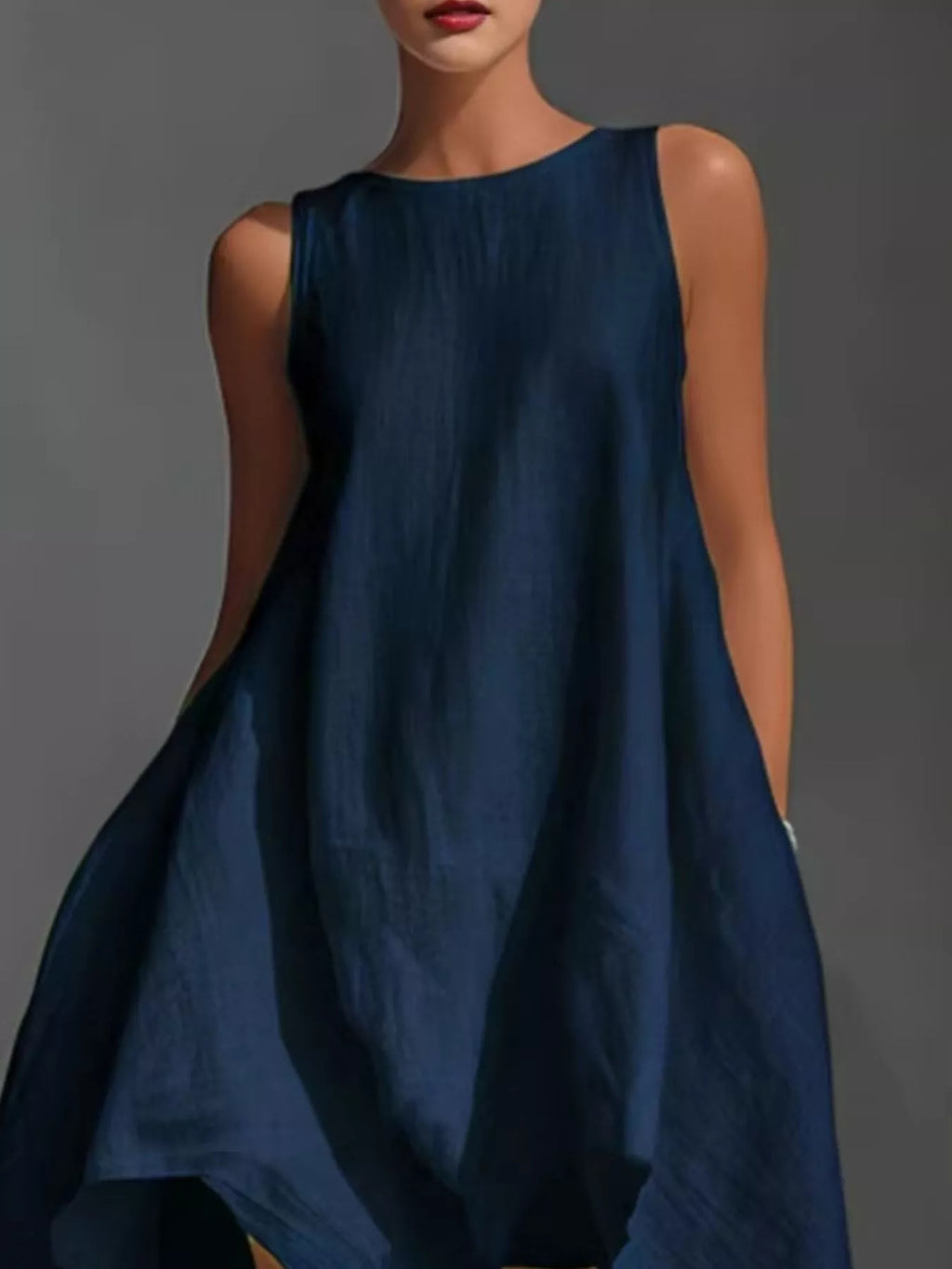 High-low Round Neck Sleeveless Dress (9)