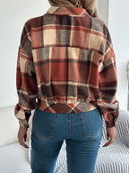 Plaid Button Up Long Sleeve Jacket (5)