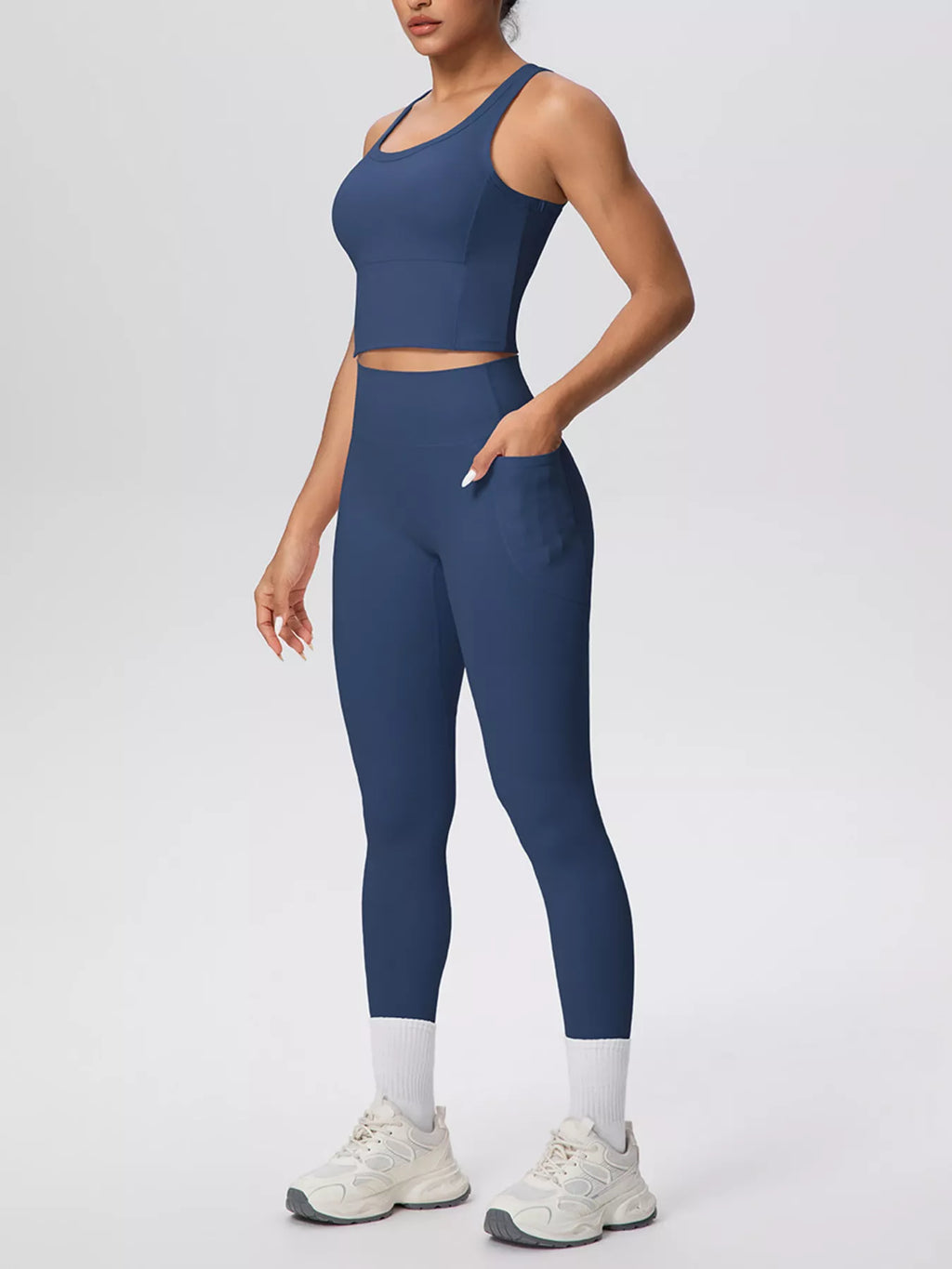 Scoop Neck Tank High-waisted Leggings Active Set
