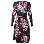 Printed Long Sleeve V-neck Pocket Dress photo 4