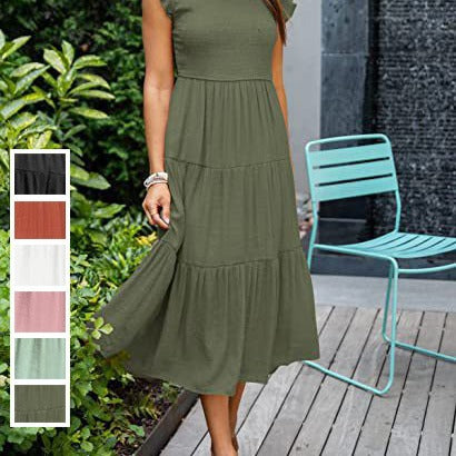 Bohemian Midi Short Sleeve Dress photo 8