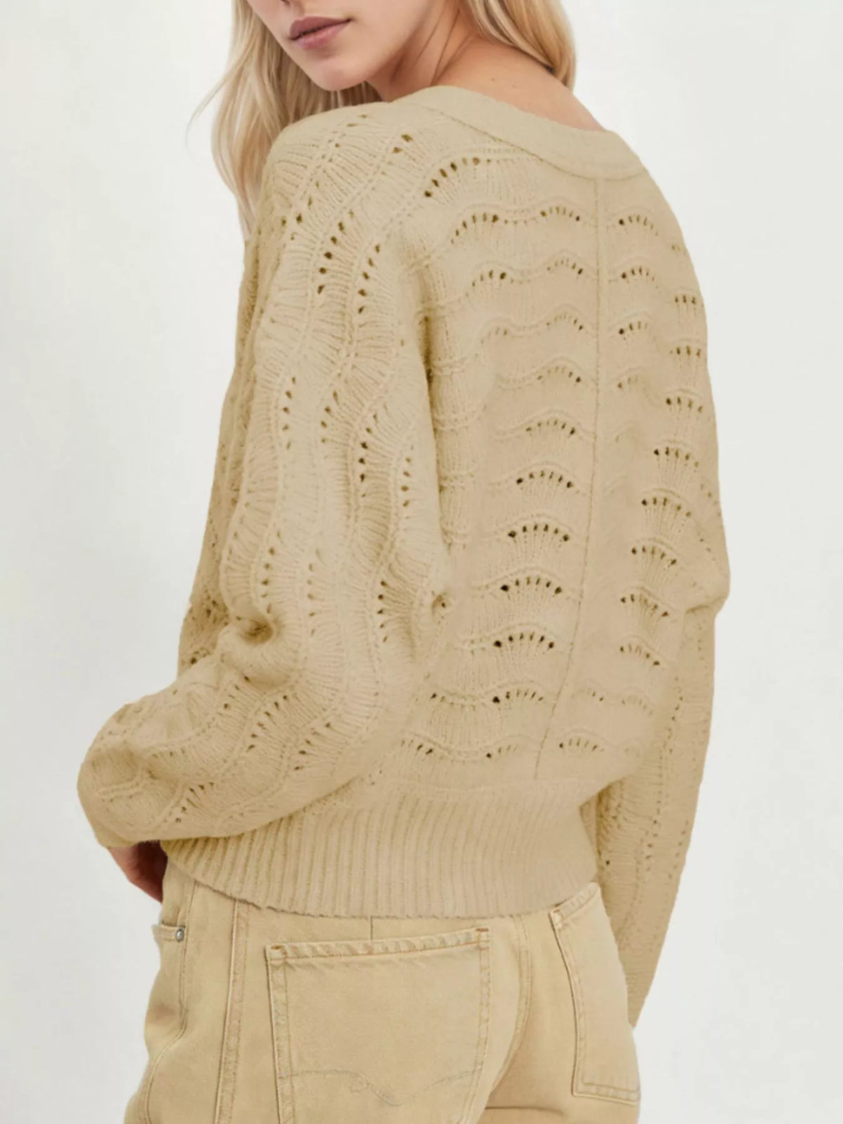 Openwork Button-down Knit Cardigan (5)