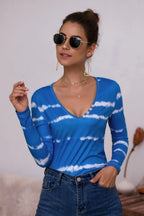 Tie-dye Plunge Long Sleeve Top (10)