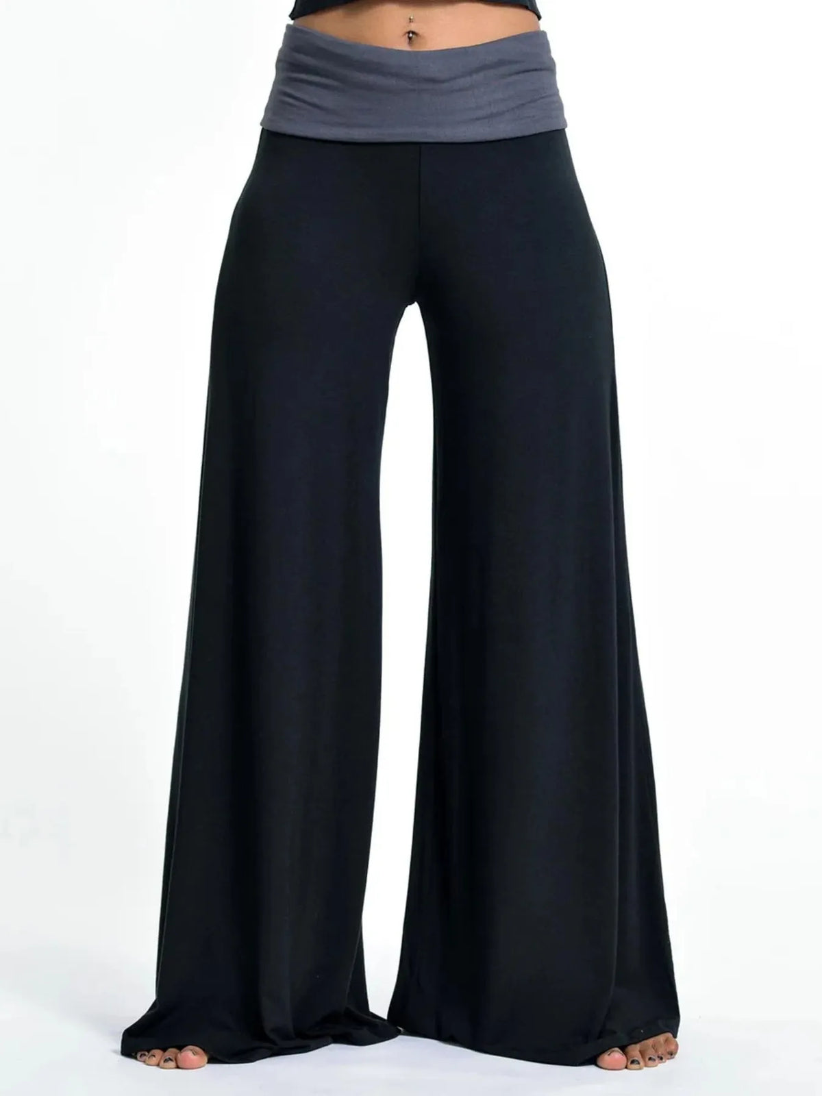 High Waisted Wide Leg Yoga Pants Contrast Waistband (15)