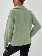 Half Zip Dropped Shoulder Sweater (14)