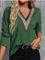 V-neck Long Sleeve T-shirt (9)