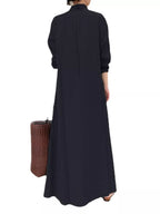 Full Size Button Front Long Sleeve Maxi Shirt Dress Plus (26)
