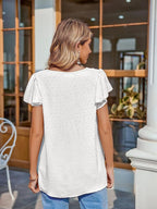 Flutter Sleeve V-neck Casual Blouse (8)
