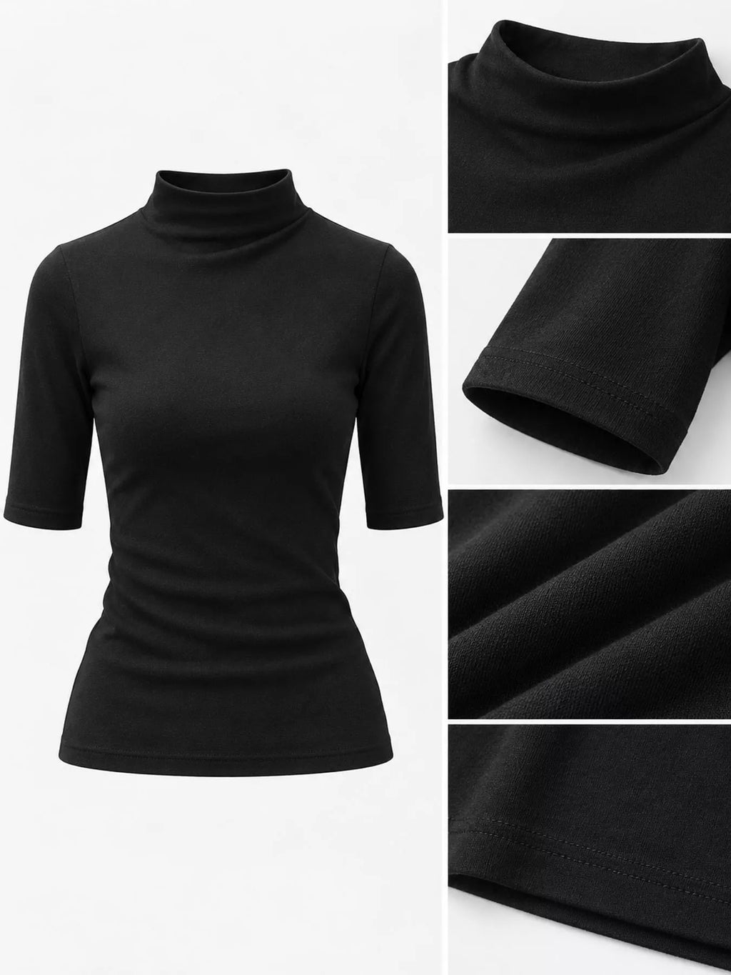 Full Size Mock Neck Half Sleeve T-shirt Plus (11)