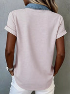 Denim Trim Short Sleeve Shirt (9)