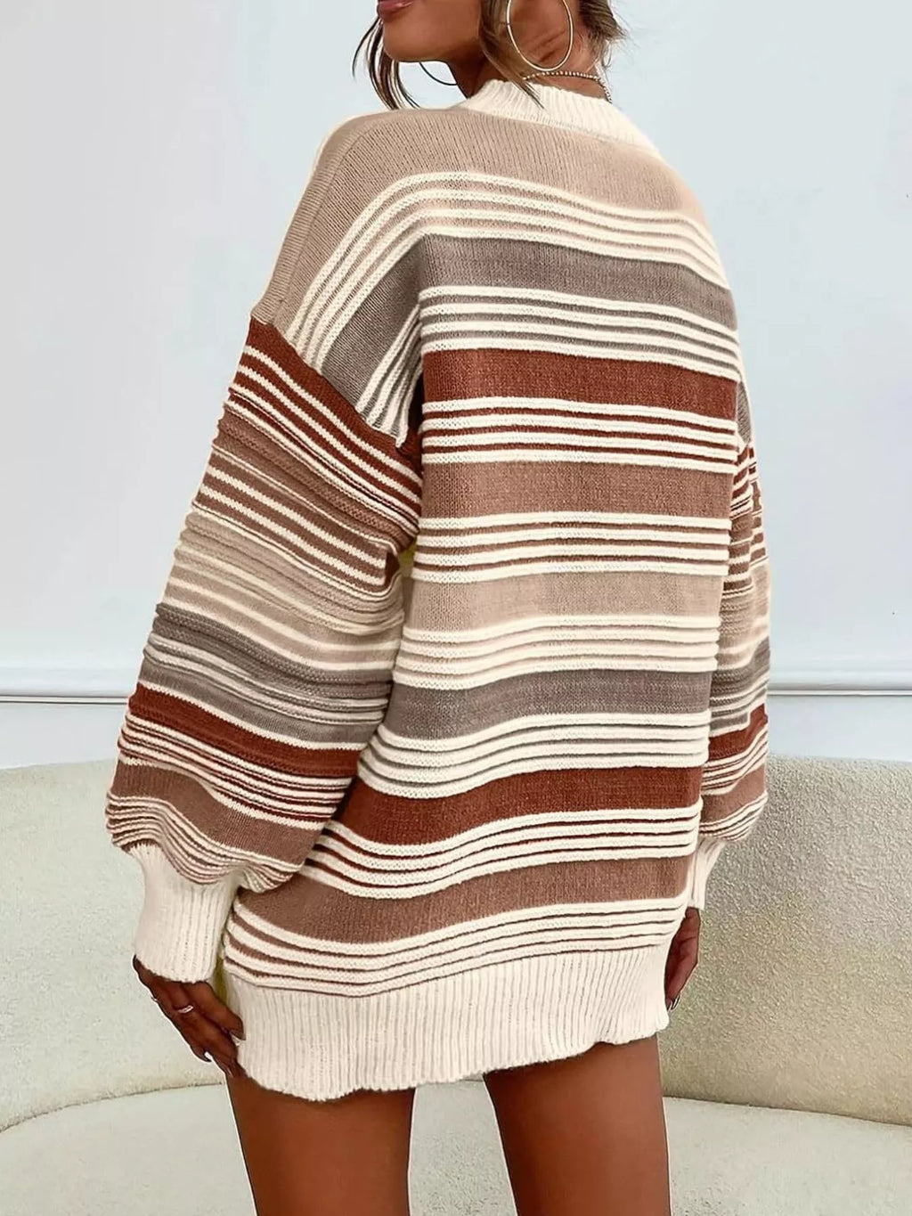 Striped Knit Long Sleeve Sweater (19)