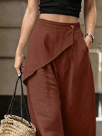 Asymmetrical Wrap Wide-leg Pants (4)