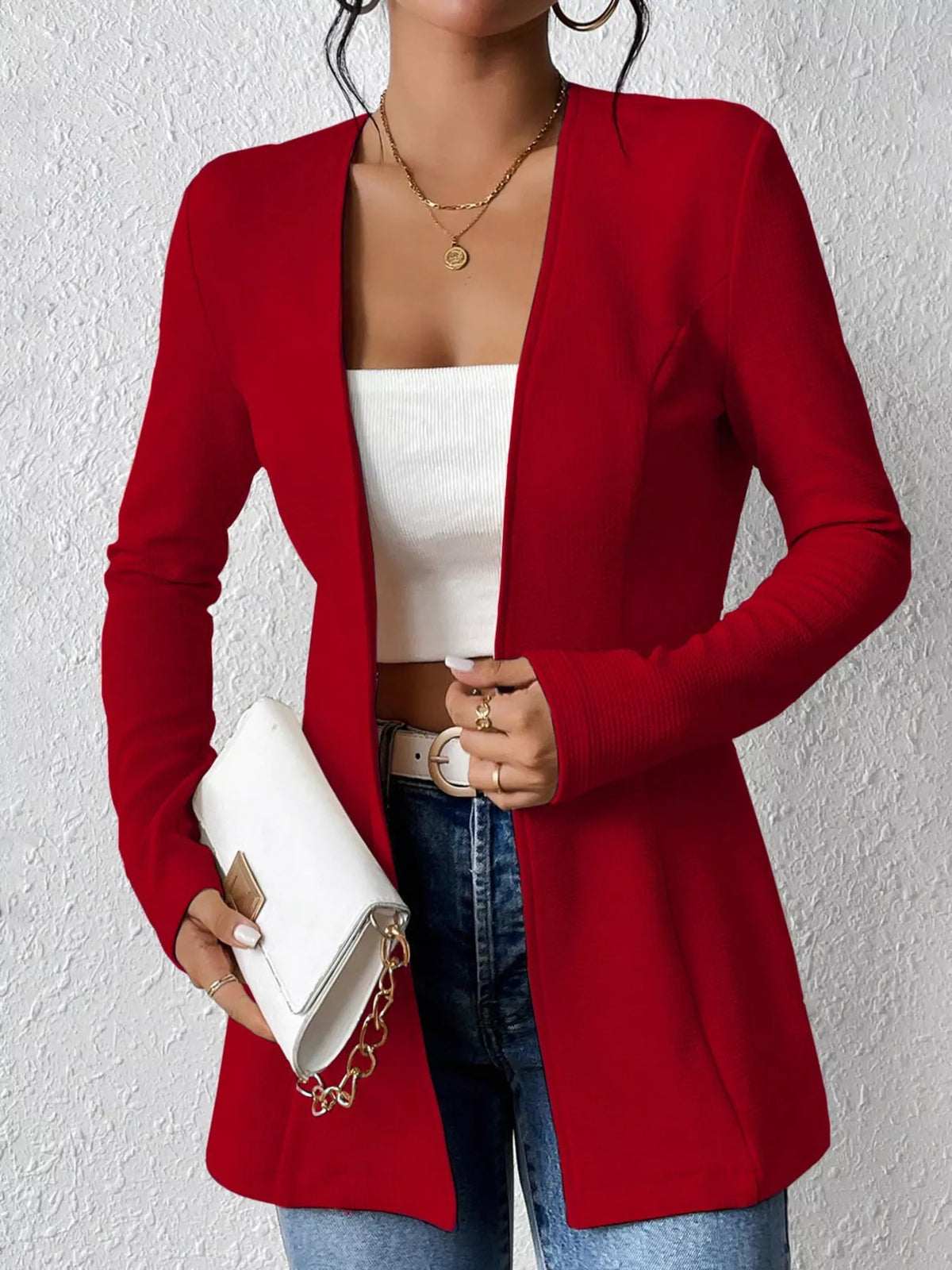 One Button Long Sleeve Blazer (16)