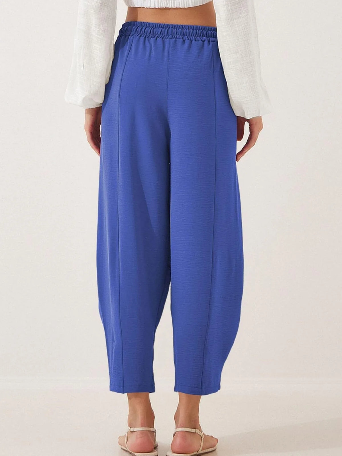 Full Size Drawstring Wide Leg Cropped Pants Plus (29)