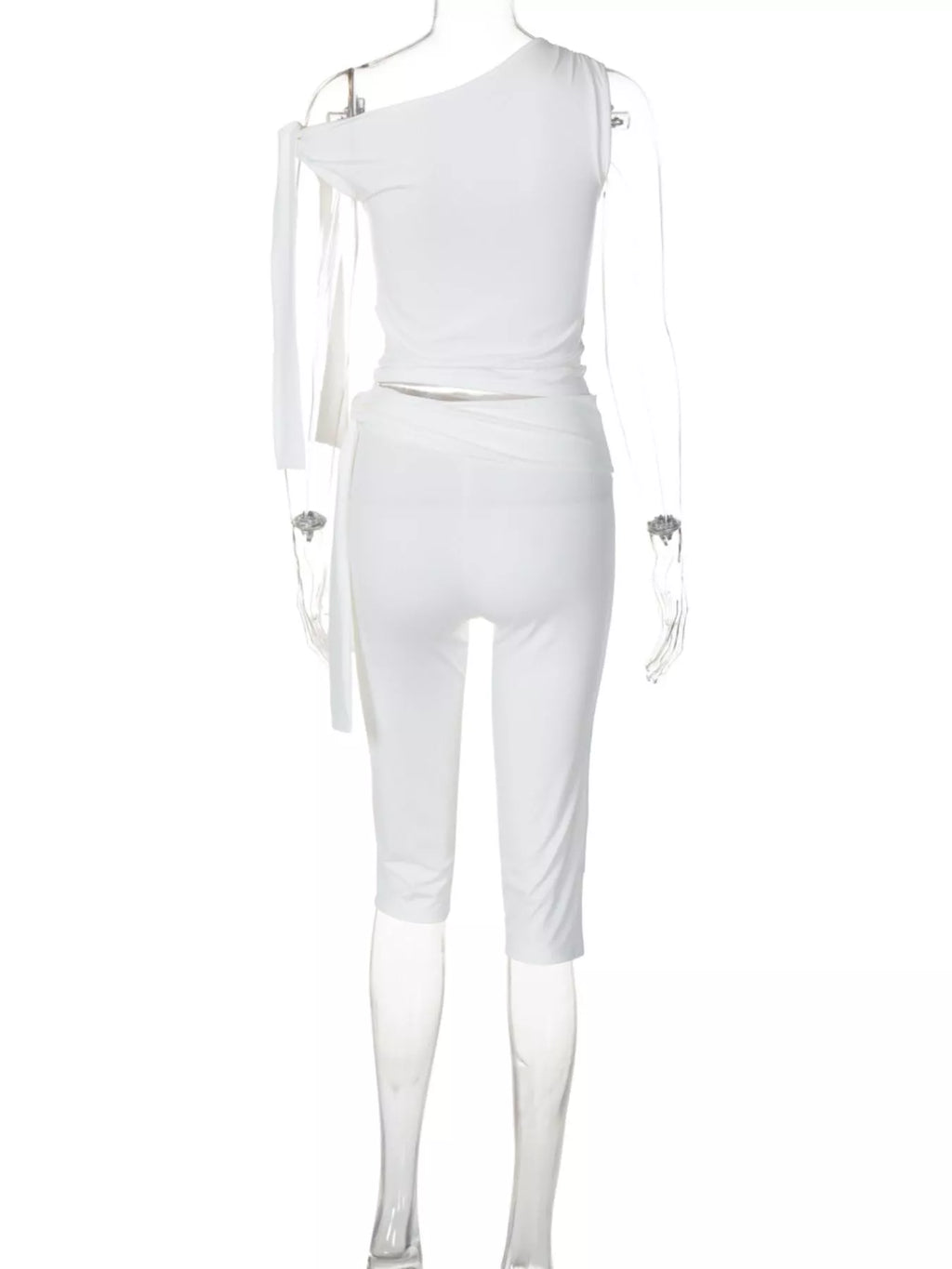 Tied One Shoulder Top Capris Set (8)