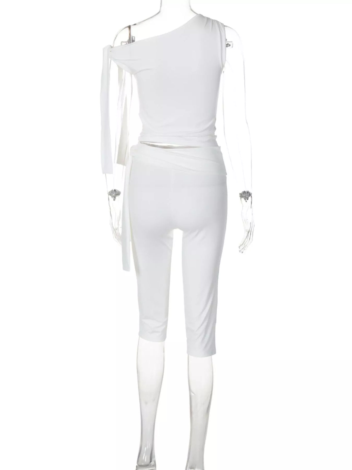 Tied One Shoulder Top Capris Set (8)