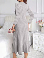 Full Size Ribbed Knit Ruffle Hem Bodycon Dress Plus (9)