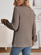 Striped Button Detail Long Sleeve Top (7)