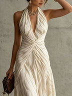 Halter Neck Ruched Maxi Dress (2)