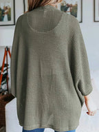Full Size Open Front Waffle Knit Cardigan Plus (23)