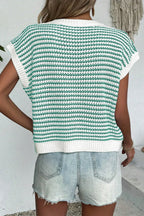 Striped Round Neck Sweater Vest (20)