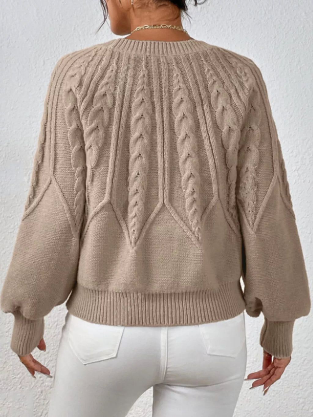 Cable Knit Long Sleeve Sweater (9)