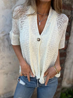 Full Size One Button Half Sleeve Cardigan Plus (7)