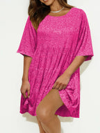 Sequin Round Neck Half Sleeve Mini Dress (17)