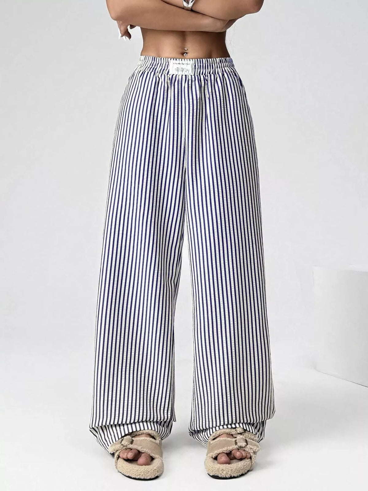 Striped High-waisted Wide Leg Pants (4)