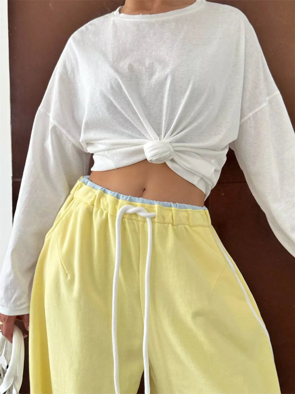 Side Stripes High-waisted Wide-leg Sweatpants (18)