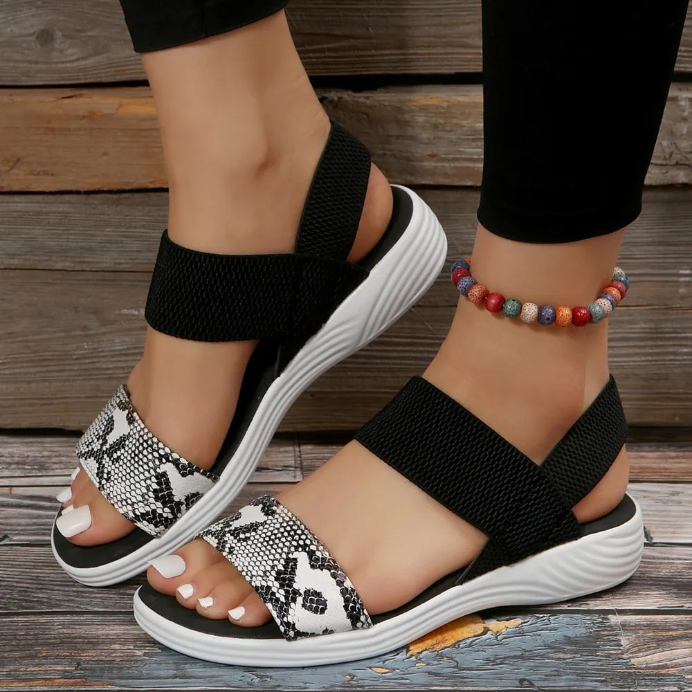 Pu Leather Open Toe Low Heel Sandals (7)