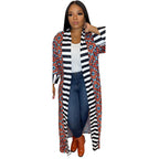 Casual Striped Pattern Printed Long Sleeve Coat Dress photo 1