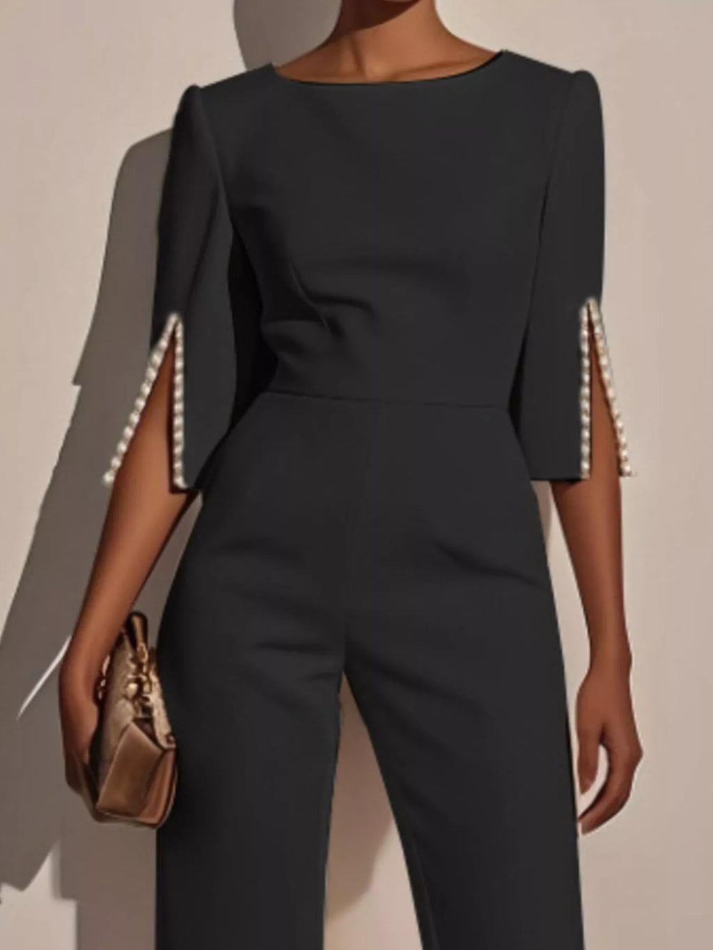 Wide-leg Jumpsuit Slit Sleeve (2)