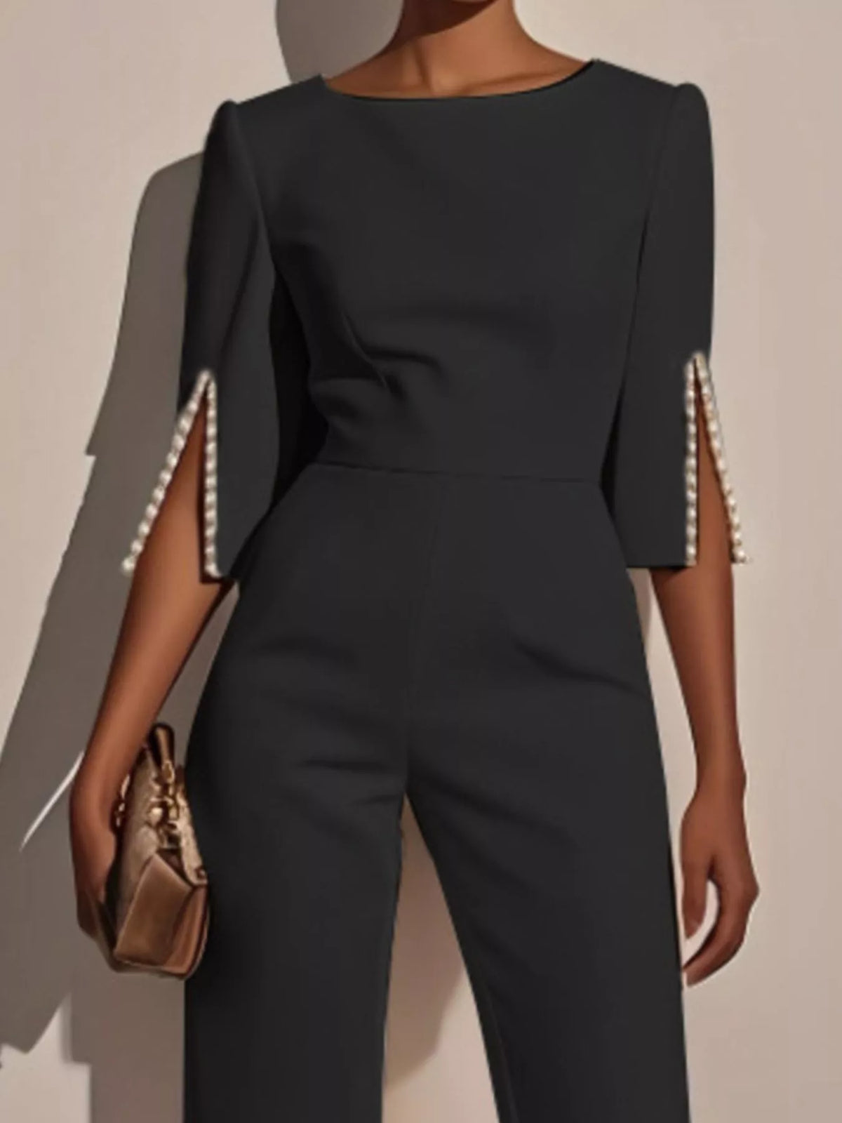 Wide-leg Jumpsuit Slit Sleeve (2)