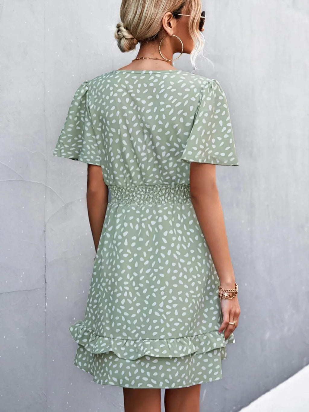 V-neck Flutter Sleeve Mini Dress (12)