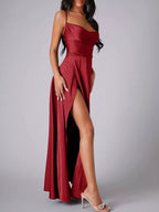 Lace Up Back Split Maxi Dress (3)