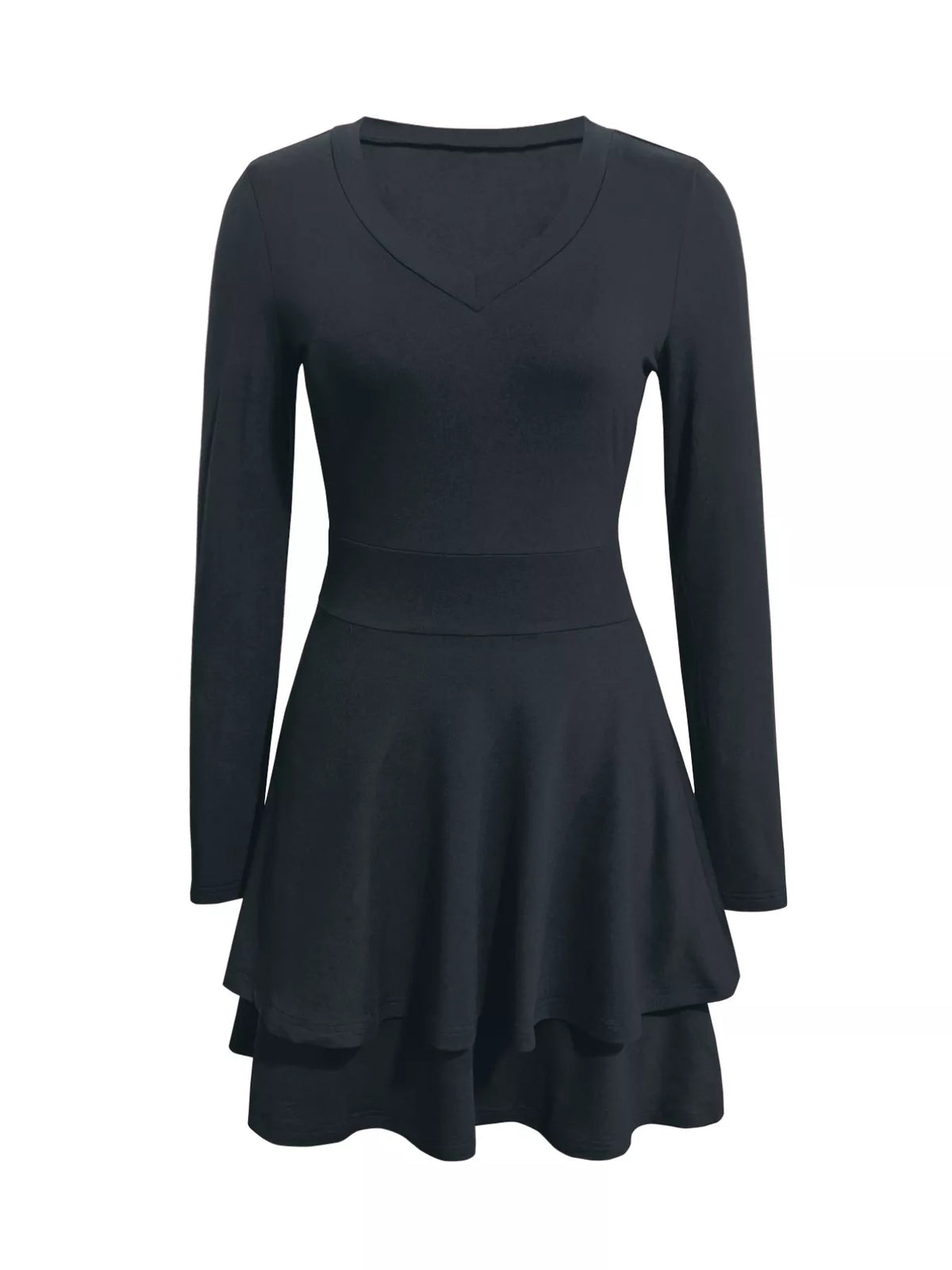 V-neck Layered Ruffle Mini Dress (6)